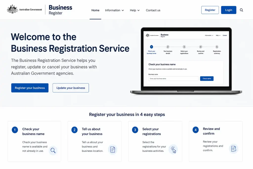 Australian Government Business Registration Service official website