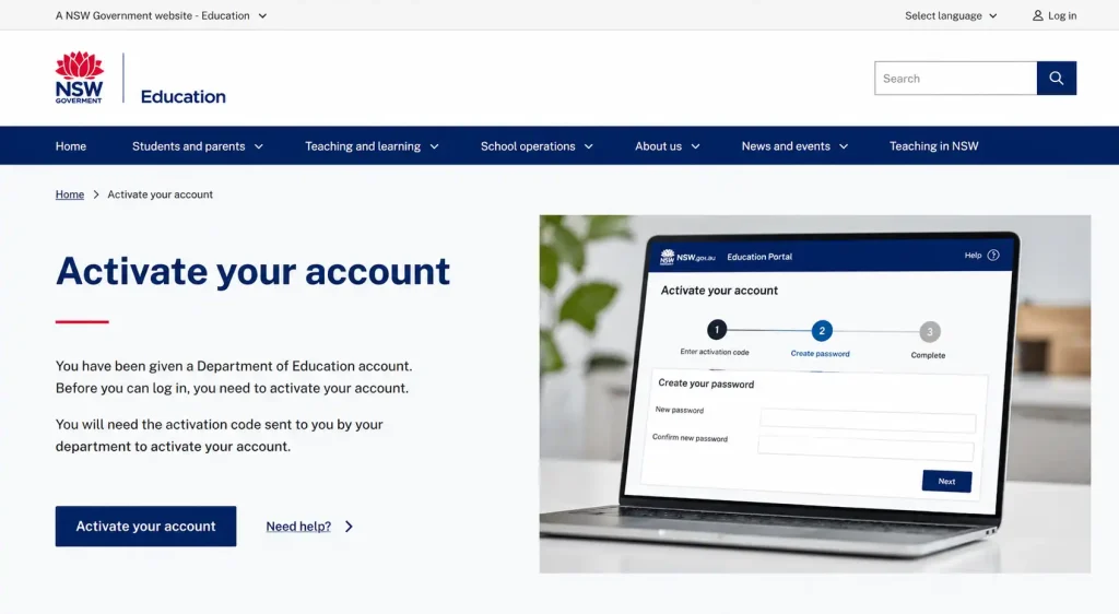 Step 2: Activate Your Account on the NSW Education Portal