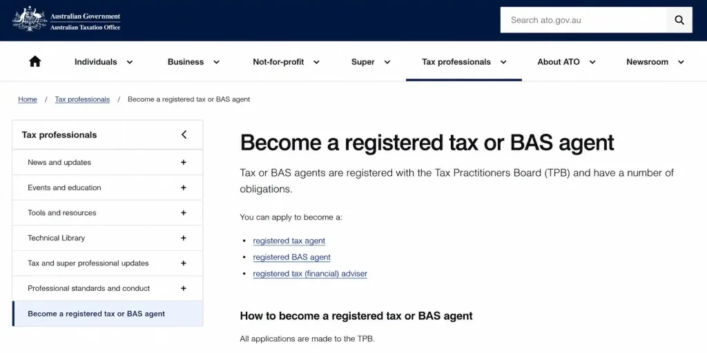 Become a registered tax or BAS agent through the Australian Taxation Office