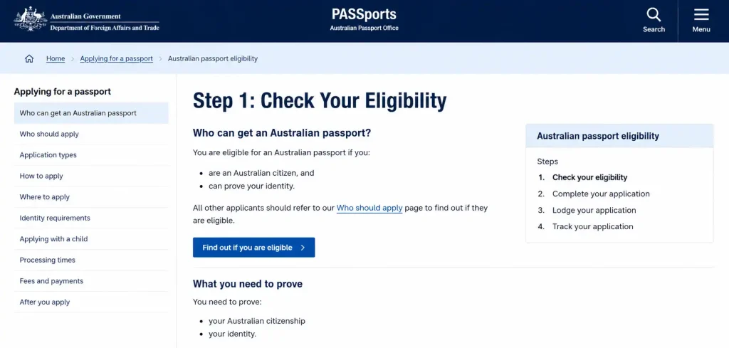 Step 1 Check Your Eligibility for an Australian Passport