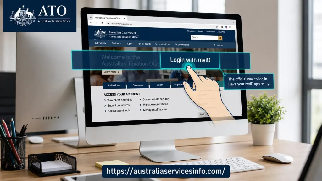 ATO myID login screen for accessing Australian Taxation Office online services