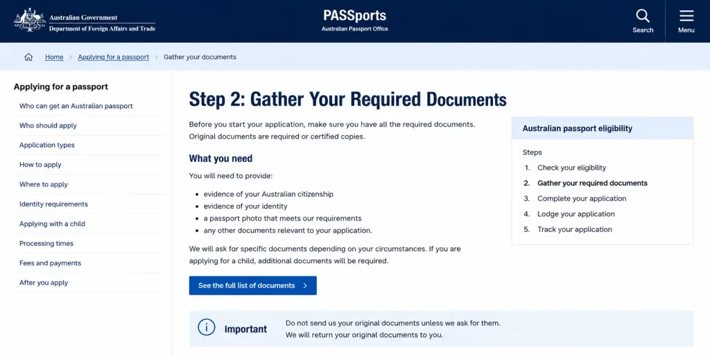 Step 2 Gather Your Required Documents for an Australian Passport