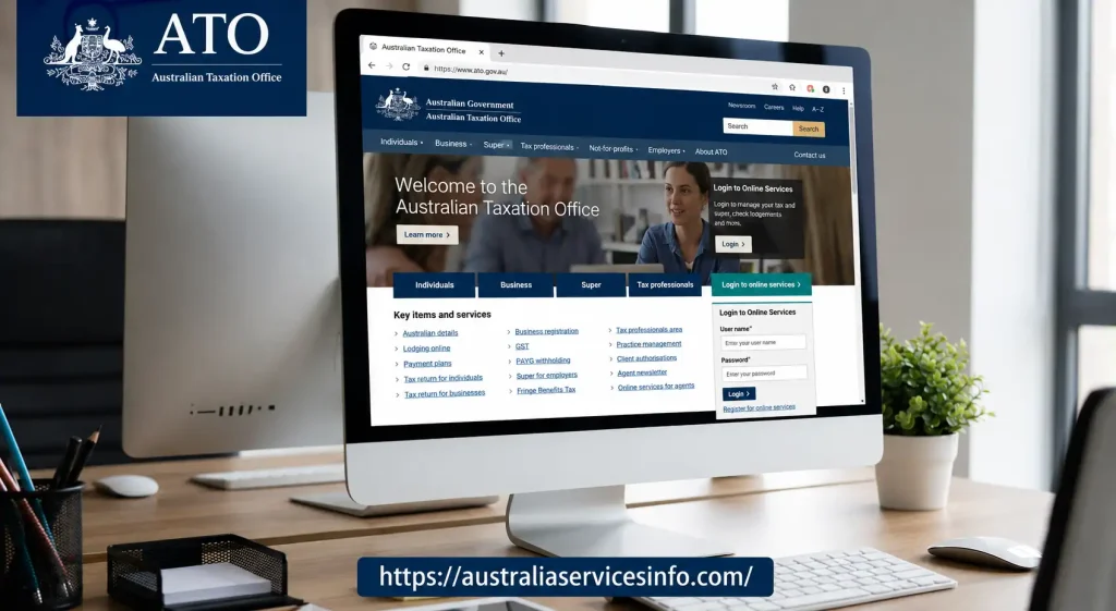 ATO Online Services login page on the Australian Taxation Office website