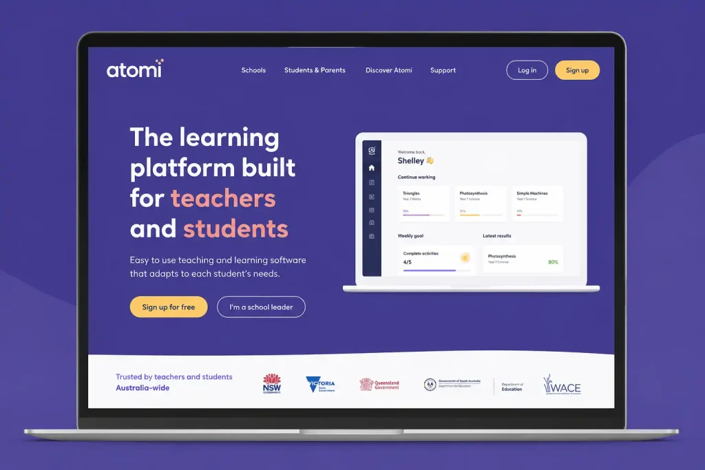 Step 1: Open the Atomi learning platform for students and teachers