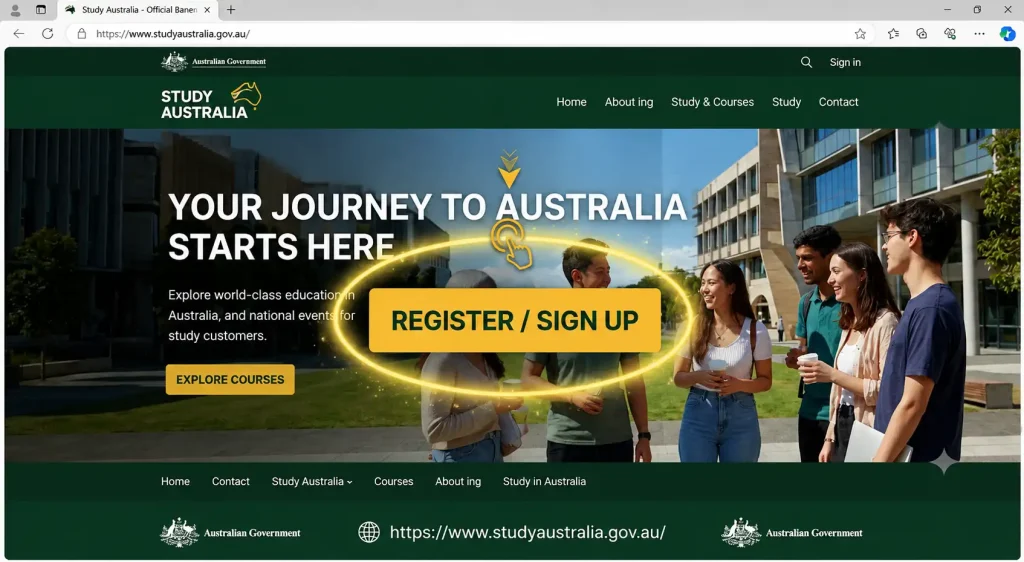 Study Australia register sign up  official website