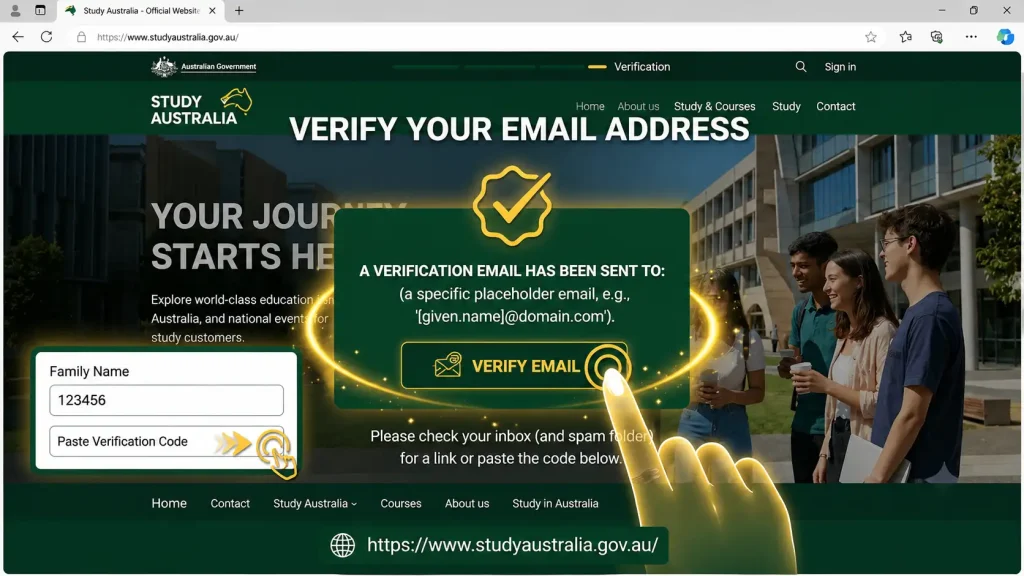 Study Australia email verification 