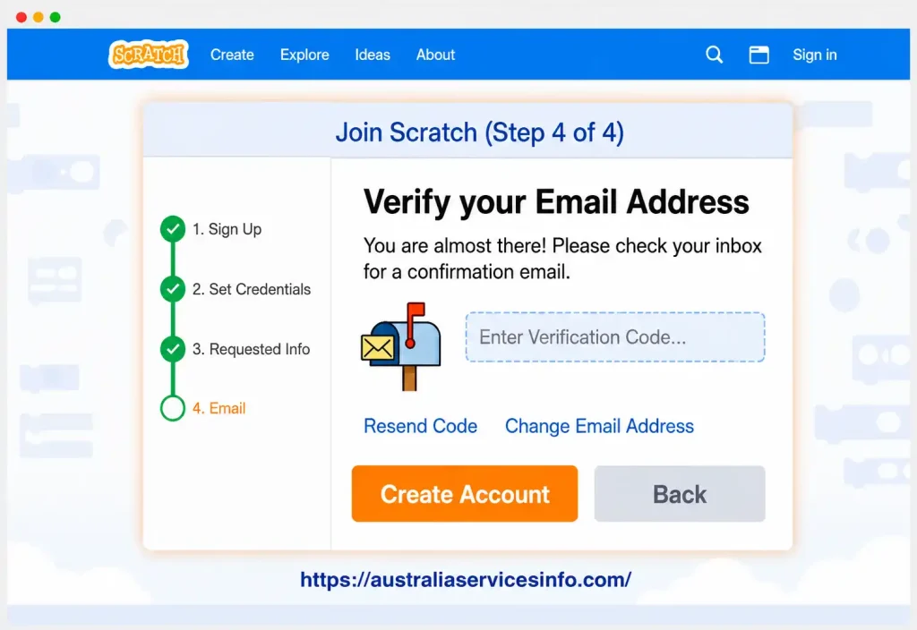 Scratch email verification step 4 for creating a Scratch account